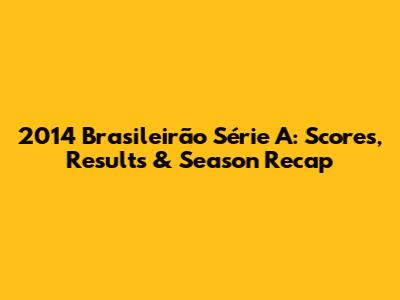 2014 Brasileirão Série A: Scores, Results & Season Recap