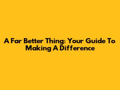 A Far Better Thing: Your Guide To Making A Difference