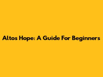 Alto's Hope: A Guide For Beginners