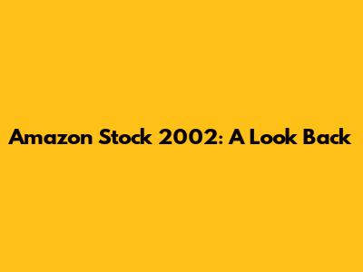 Amazon Stock 2002: A Look Back