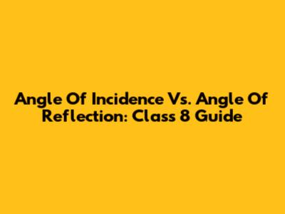 Angle Of Incidence Vs. Angle Of Reflection: Class 8 Guide