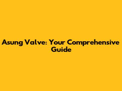 Asung Valve: Your Comprehensive Guide