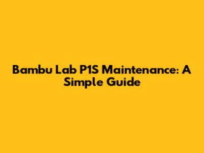 Bambu Lab P1S Maintenance: A Simple Guide