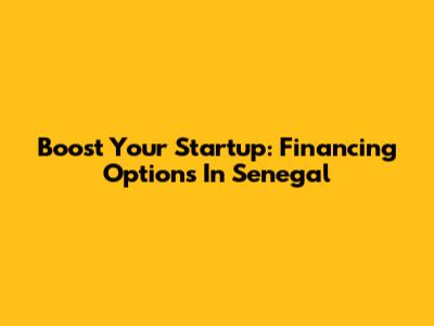 Boost Your Startup: Financing Options In Senegal