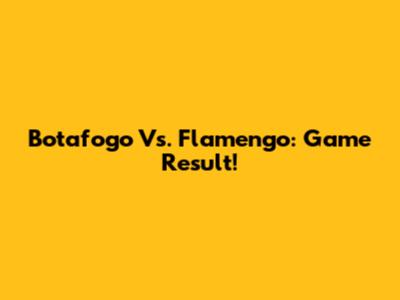 Botafogo Vs. Flamengo: Game Result!