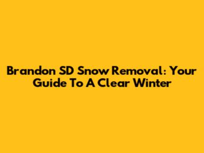 Brandon SD Snow Removal: Your Guide To A Clear Winter