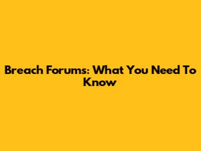 Breach Forums: What You Need To Know