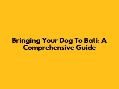 Bringing Your Dog To Bali: A Comprehensive Guide