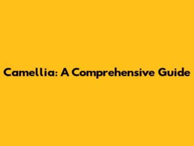 Camellia: A Comprehensive Guide