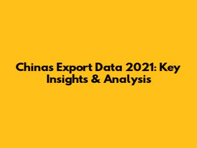 China's Export Data 2021: Key Insights & Analysis