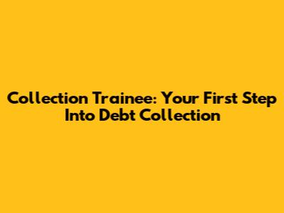 Collection Trainee: Your First Step Into Debt Collection
