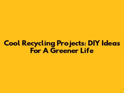 Cool Recycling Projects: DIY Ideas For A Greener Life