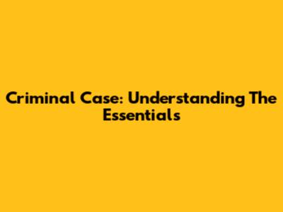 Criminal Case: Understanding The Essentials