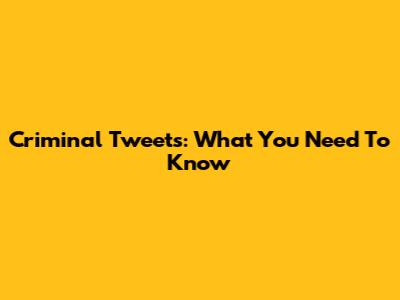 Criminal Tweets: What You Need To Know