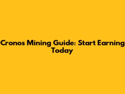 Cronos Mining Guide: Start Earning Today