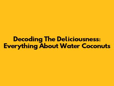 Decoding The Deliciousness: Everything About Water Coconuts