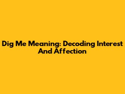 Dig Me Meaning: Decoding Interest And Affection