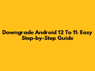 Downgrade Android 12 To 11: Easy Step-by-Step Guide
