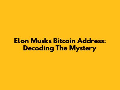 Elon Musk's Bitcoin Address: Decoding The Mystery