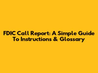 FDIC Call Report: A Simple Guide To Instructions & Glossary