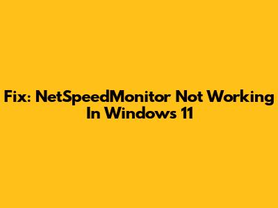 Fix: NetSpeedMonitor Not Working In Windows 11