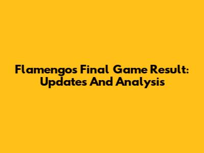 Flamengo's Final Game Result: Updates And Analysis