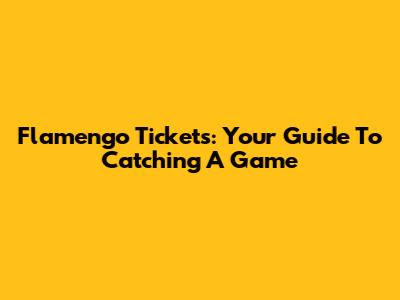 Flamengo Tickets: Your Guide To Catching A Game
