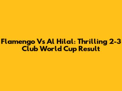 Flamengo Vs Al Hilal: Thrilling 2-3 Club World Cup Result