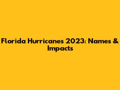 Florida Hurricanes 2023: Names & Impacts