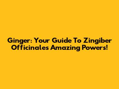 Ginger: Your Guide To Zingiber Officinale's Amazing Powers!