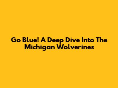 Go Blue! A Deep Dive Into The Michigan Wolverines