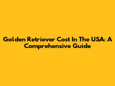Golden Retriever Cost In The USA: A Comprehensive Guide