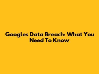 Google's Data Breach: What You Need To Know