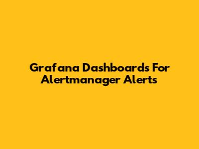 Grafana Dashboards For Alertmanager Alerts
