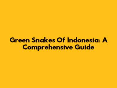 Green Snakes Of Indonesia: A Comprehensive Guide