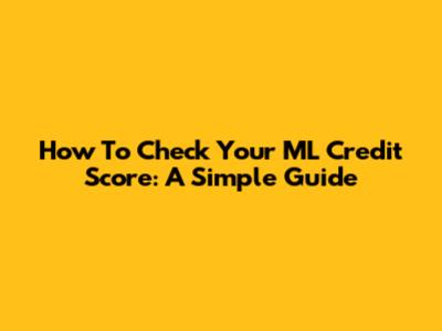 How To Check Your ML Credit Score: A Simple Guide