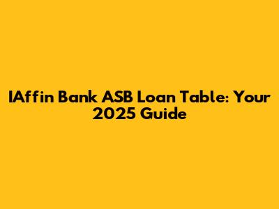 IAffin Bank ASB Loan Table: Your 2025 Guide