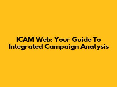 ICAM Web: Your Guide To Integrated Campaign Analysis