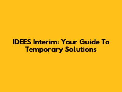 IDEES Interim: Your Guide To Temporary Solutions
