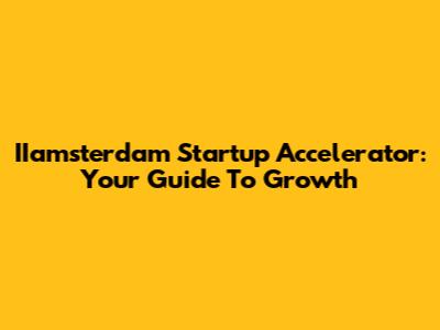 IIamsterdam Startup Accelerator: Your Guide To Growth