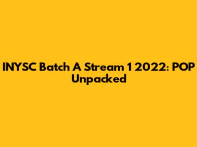 INYSC Batch A Stream 1 2022: POP Unpacked