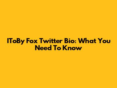 IToBy Fox Twitter Bio: What You Need To Know