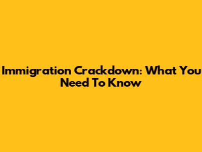 Immigration Crackdown: What You Need To Know
