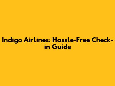 Indigo Airlines: Hassle-Free Check-in Guide