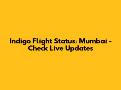 Indigo Flight Status: Mumbai - Check Live Updates