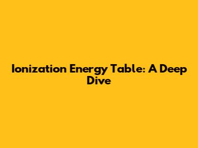 Ionization Energy Table: A Deep Dive
