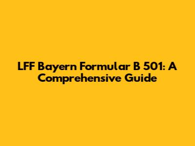 LFF Bayern Formular B 501: A Comprehensive Guide