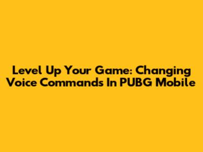 Level Up Your Game: Changing Voice Commands In PUBG Mobile