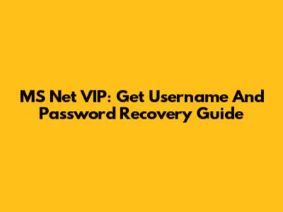 MS Net VIP: Get Username And Password Recovery Guide