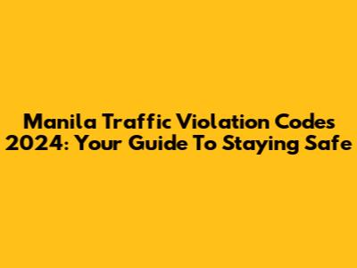 Manila Traffic Violation Codes 2024: Your Guide To Staying Safe